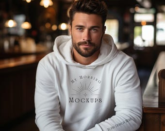 Gildan 18500 White Hoodie Mockup