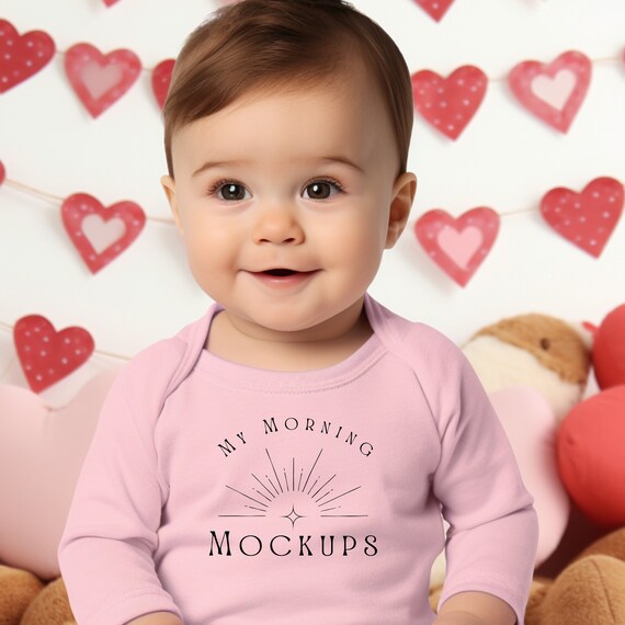 Pink Baby Bodysuit Mockup: Valentines Rabbit Skins 4411 (digital
