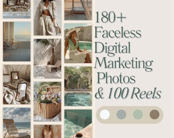 Faceless Digital Marketing Reels: 180+ Photos, 100 Reels (MRR)