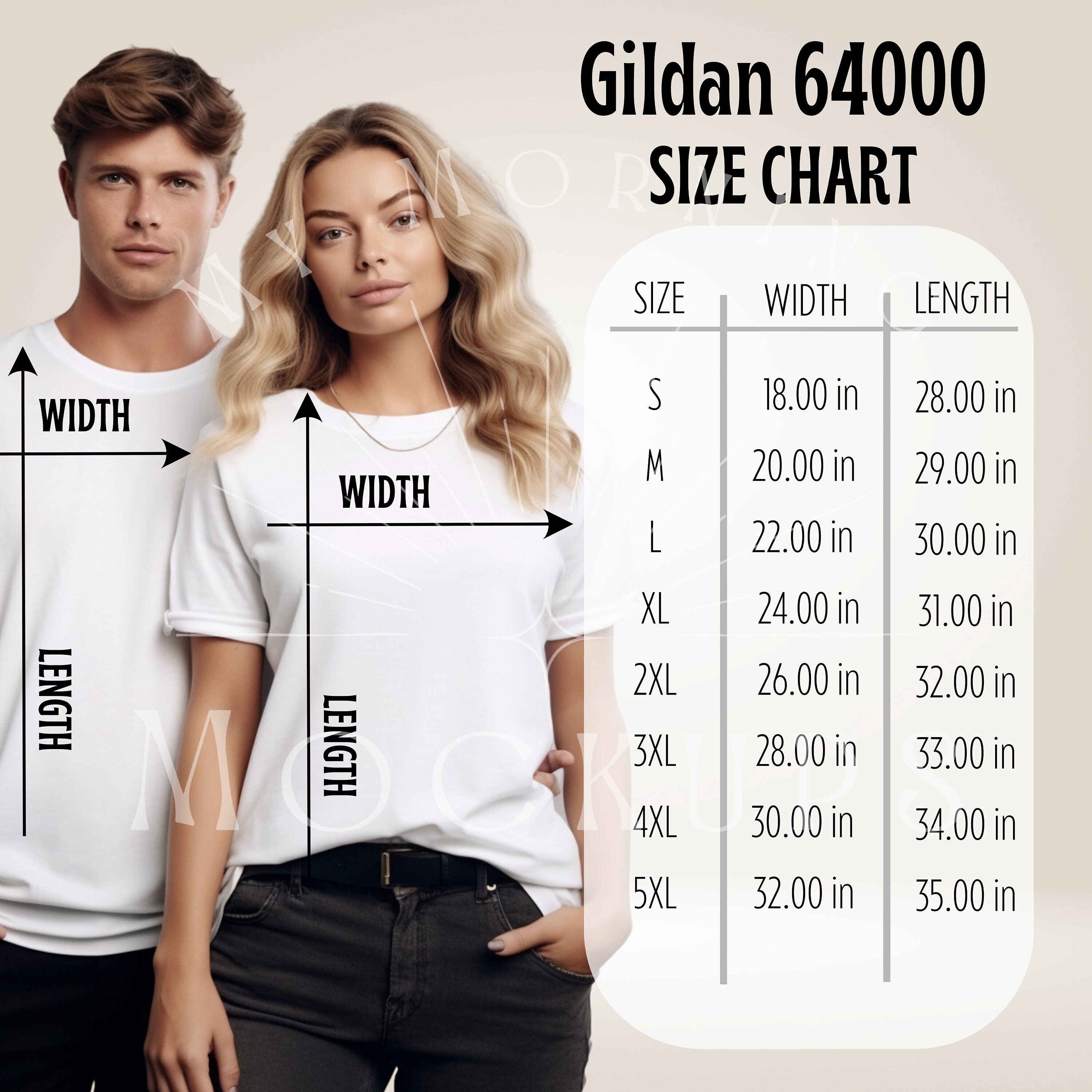 Gildan 64000 Black Unisex T-shirt Size Chart inches/cm, Gildan T-shirt  Mockup Sizing Chart, Digital Download Sizing Chart -  Denmark