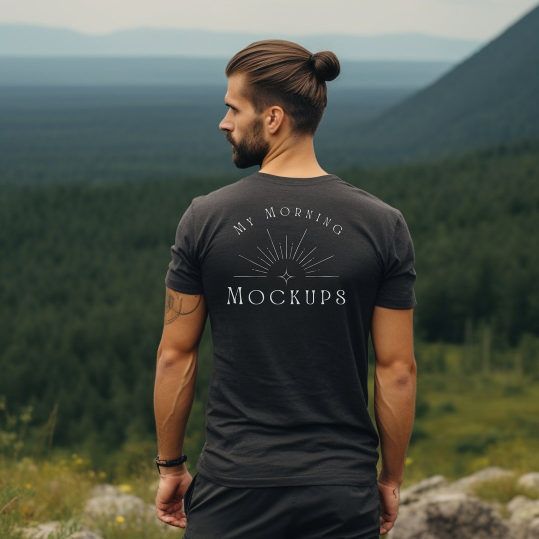 Men's BC3001 Back Charcoal Mockup Charcoal Mens Tshirt - Etsy