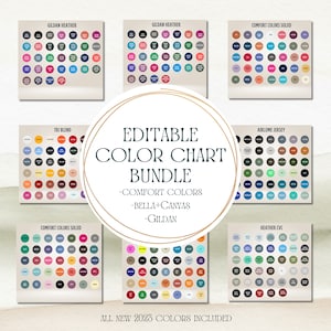 Editable Color Chart for Gildan, Bella+Canvas and Comfort Colors, Edit Color Chart Template in Canva, Customized Branded Color Chart