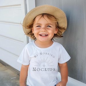 White Gildan 5000B Mockup T-Shirt Mockup Youth Mockup Kids White T-Shirt Mockup Gildan 5000B Spring Mockup Kids youth Print on Demand Shirts