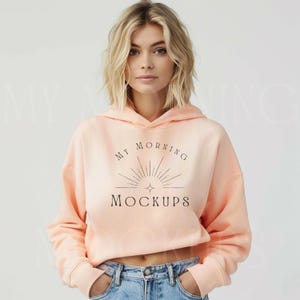 Independent Trading Company AFX64CRP Mockup Blush hoodie mockup Light Blush Hoodie Mockup Sweatshirt Mockup Cropped hooded Sweatshirt Mockup