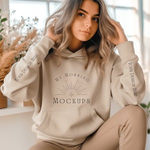 Gildan 18500 Mockup Hoodie Mockup Sand Sweatshirt Mockup Sand Hoodie 18500 Mockup Sand 18500 Mock-ups Front Gildan 18500 sand womans Mock up