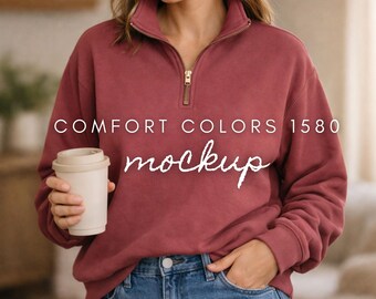 Maqueta de sudadera Comfort Colors 1580, color carmesí - Descarga digital