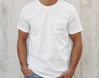 White Comfort Colors 6030 Pocket Tee Mockup (JPG Digital Download)