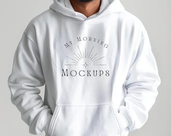White Gildan 18500 Hoodie Mockup: Print On Demand
