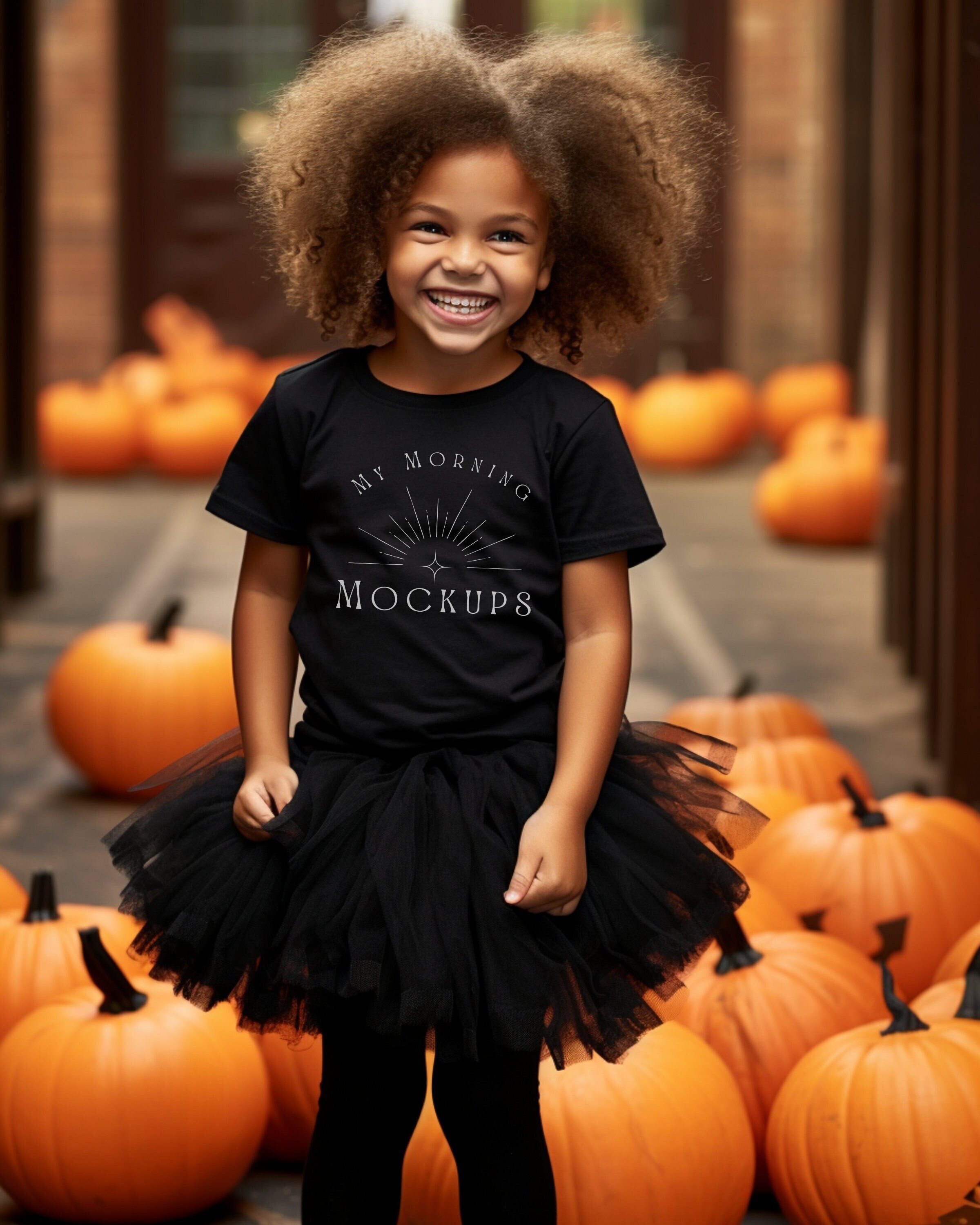 Schwarz Gildan 5000B Mockup T-Shirt Mockup Halloween Mockup Herbst Mockup Kleinkind Mockups für Print on Demand Schwarz Gildan 5000 Shirt Mockups