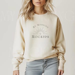 Comfort Colors 1466 Mockup Ivory Sweatshirt Mock up Comfort Colors 1466 Ivory Shirt  Sweatshirt Mock-up Crewneck 1566 Mockup Print on Demand