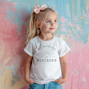 White Gildan 5000B Mockup T-Shirt Mockup Youth Mockup Kids White T-Shirt Mockup Gildan 5000B Spring Mockup Kids youth Print on Demand Shirts