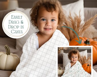 Velveteen Plush Blanket Mockup: Canva Drag-and-Drop Template (PNG)