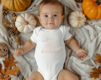 White Rabbit Skins 4424 Mockup Baby Mockup Fall Mockup Toddler Mockup White Bodysuit Mock-up Halloween 4424 Mock Up Print on Demand