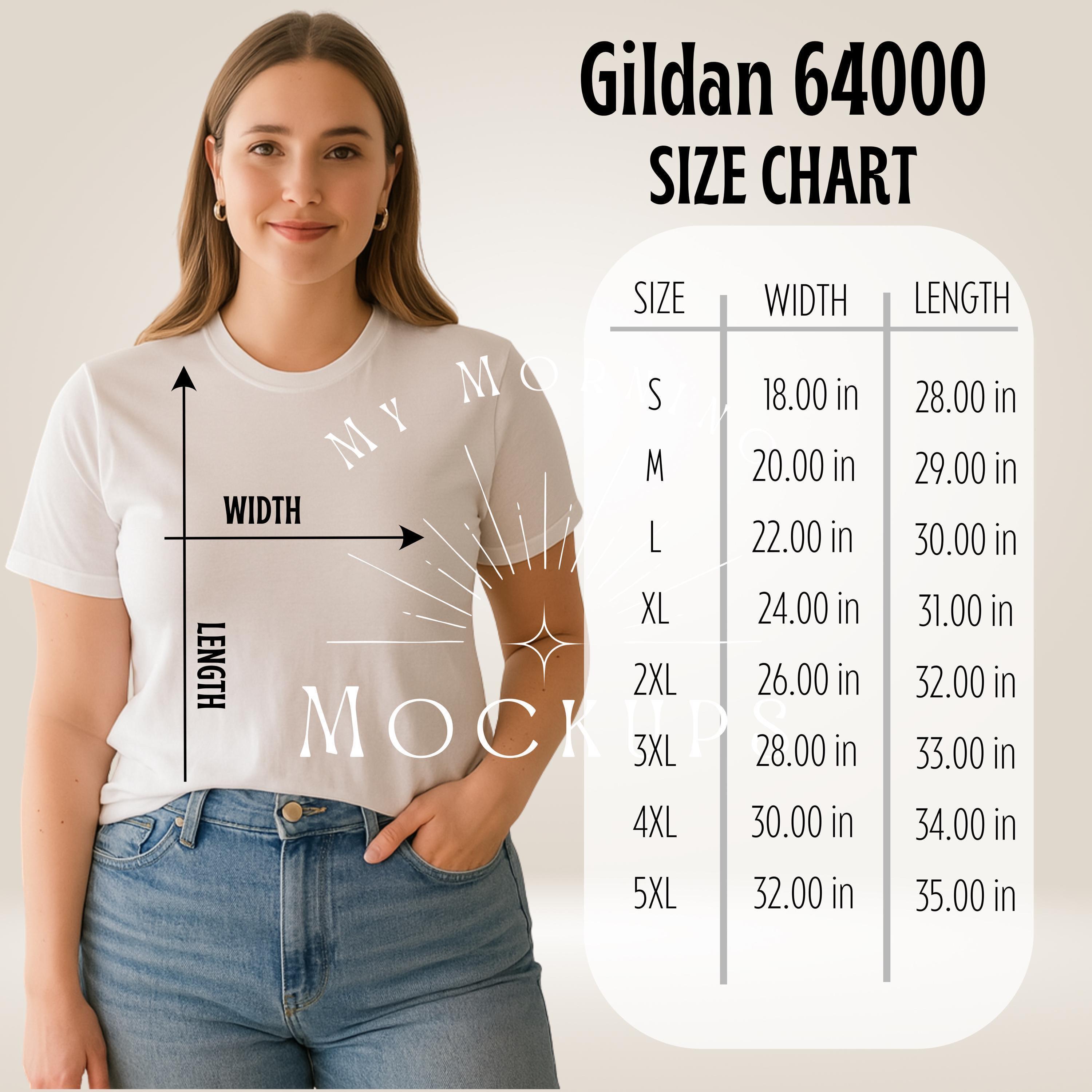 Gildan 64000 Size Chart Mockup - Etsy