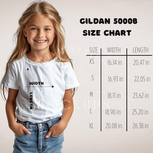 5000B Size Chart 5000B Mockup Gildan 5000B Size Chart Gildan 5000B Mock-up Youth T-Shirt Mockups Youth Mockup Baby Gildan 5000B Mock-up