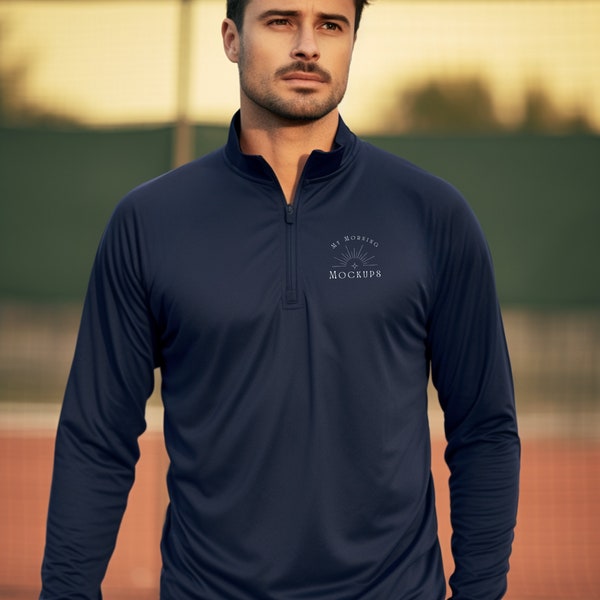 ST 357 Mockup 357 Quarter Zip Mockup Mens Sport Tek 357 Mockup Quarter-Zip Navy Blue Sport-Tek ST357 Mockup, Sport-Tek 357 Navy Mockup