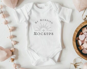White Rabbit Skins 4400 Mockup Valentine Day mockup Rabbit Skins 4400 White mock up 4400 Valentine Mock-up Bodysuit mockup Flat Lay bodysuit