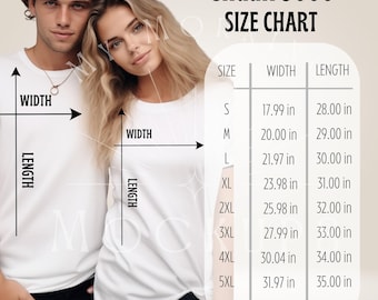 Gildan 5000 Size Chart Mockup