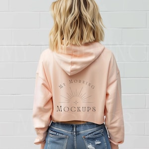 Independent Trading Company AFX64CRP Back Mockup hoodie mockup Light Blush Hoodie Mockup Sweatshirt Mockup Cropped hooded Sweatshirt Mockup