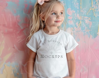 White Gildan 5000B Youth T-Shirt Mockup