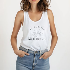 White 9360 Comfort Colors Tank Top Mockup for Print on Demand 9360 Mockup Shirt White 9360 Mockup Shirt Mockup White Stylish Tank Top Mockup