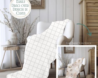 Velveteen Blanket Mockup: Canva Drag & Drop Design (PNG)