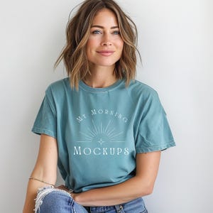 1717 Seafoam Comfort Colors Mockup T-shirt Mockup Oversized Blue Shirt Mockups Print on Demand 1717 Seafoam Shirt Mockups Crewneck Mockup