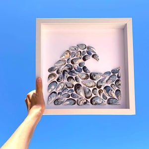 Seashell framed art - mussels wave - perfect gift / home decoration
