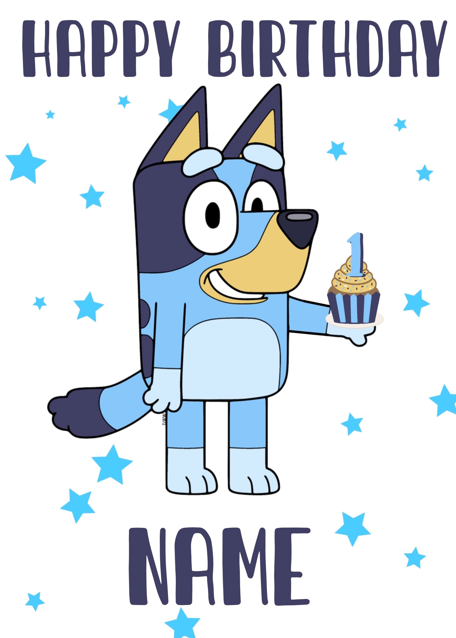 Cute Bluey Printable Birthday Card for Any Age Personalised Etsy UK