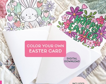 Scheda da colorare di Pasqua stampabile, colora la tua scheda, scheda scaricabile istantaneamente, schede di Pasqua per bambini, schede da colorare per adulti, etichetta cestino di Pasqua