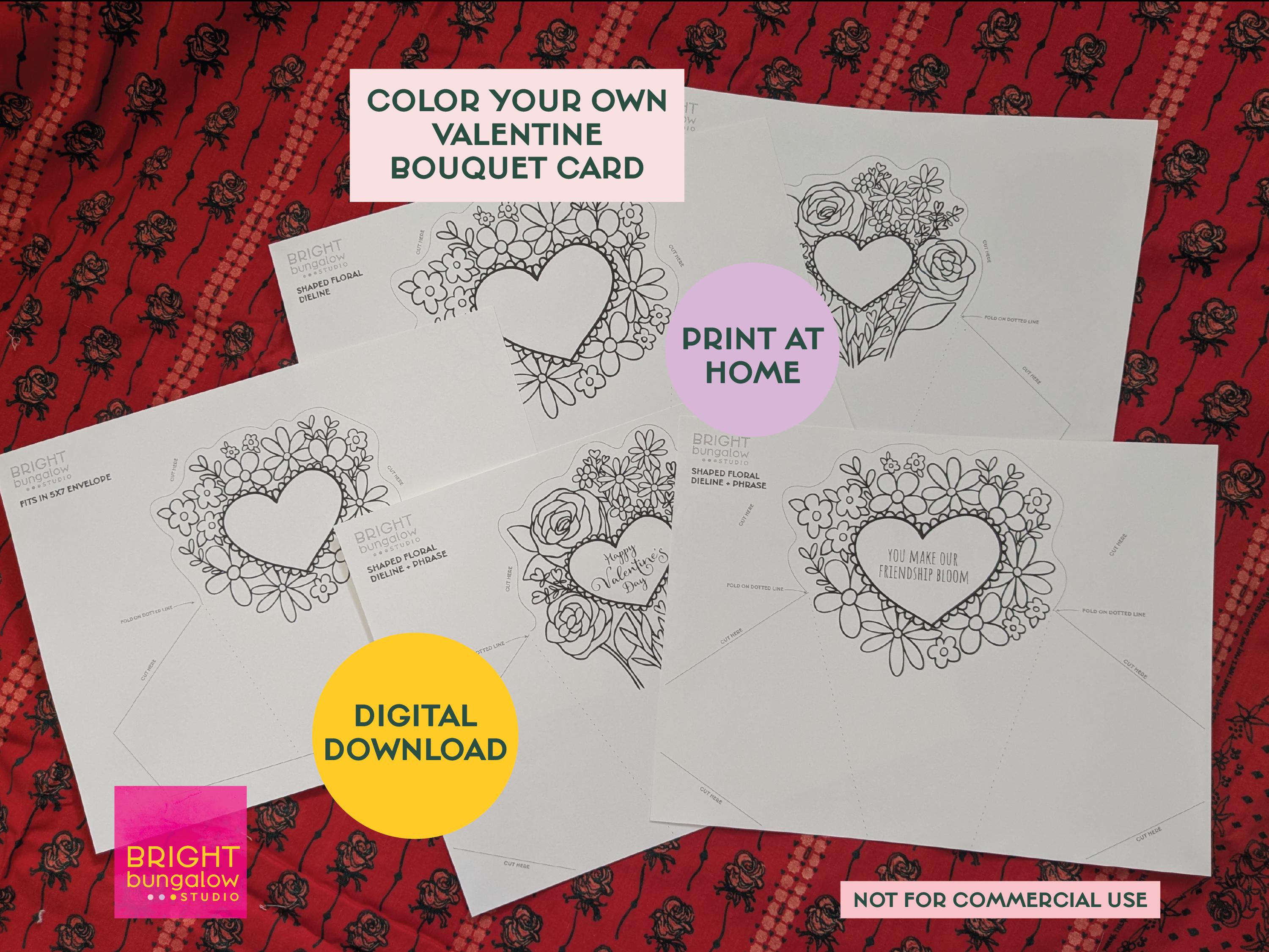 Cute Printable Valentines Day Cards, Kids Valentines Coloring Cards ...