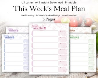 Weekly Meal Planner Template: A4, US Letter (PDF)