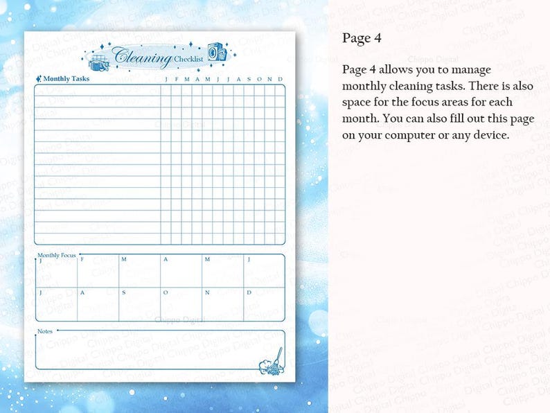 Editable Cleaning Checklist: Weekly Planner Printable (PDF) - Etsy