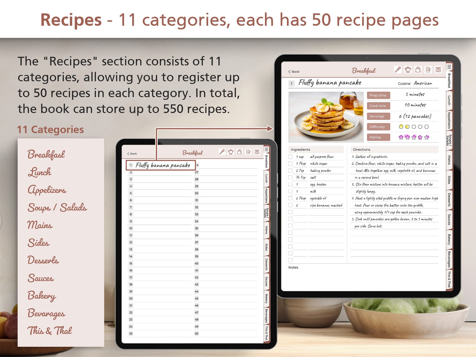 Usb Cook Books Digital Recipe Book for Goodnotes: Hyperlinked Cookbook (PDF) - Etsy