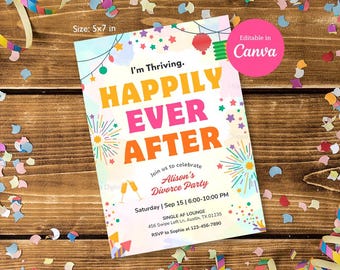 Divorce Party Invitation Template: Funny Divorced Celebration (Canva Editable, 5x7 in, PDF)