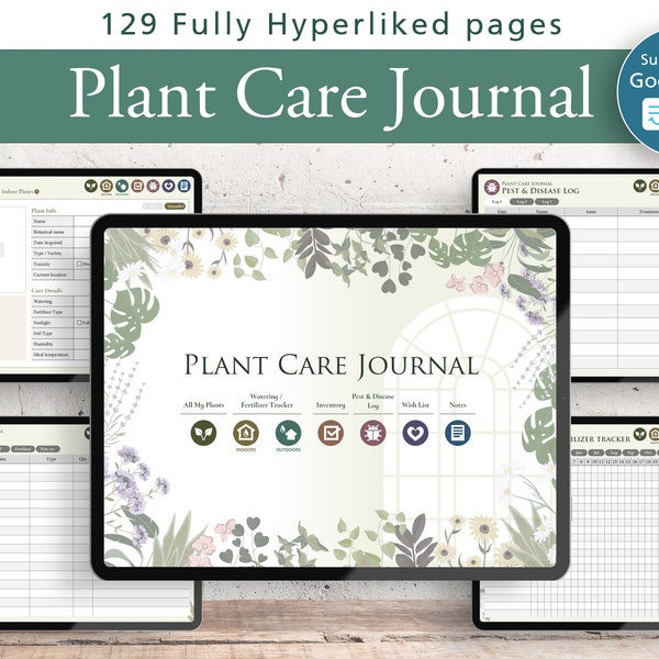 Digital Plant Care Journal for Goodnotes, Ultimate Plant Lover's Journal, Hyperlinked Indoor Outdoor Plants, IPad Planner