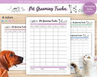 Pet Grooming Tracker Printable: Pet Care Schedule (PDF)