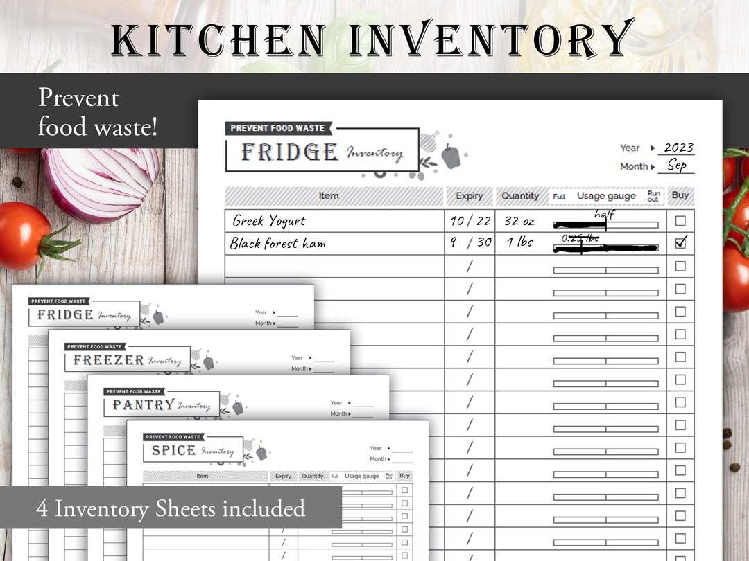 Efficient Kitchen Inventory Tracker - Prevent Food Waste, Printable PDF ...