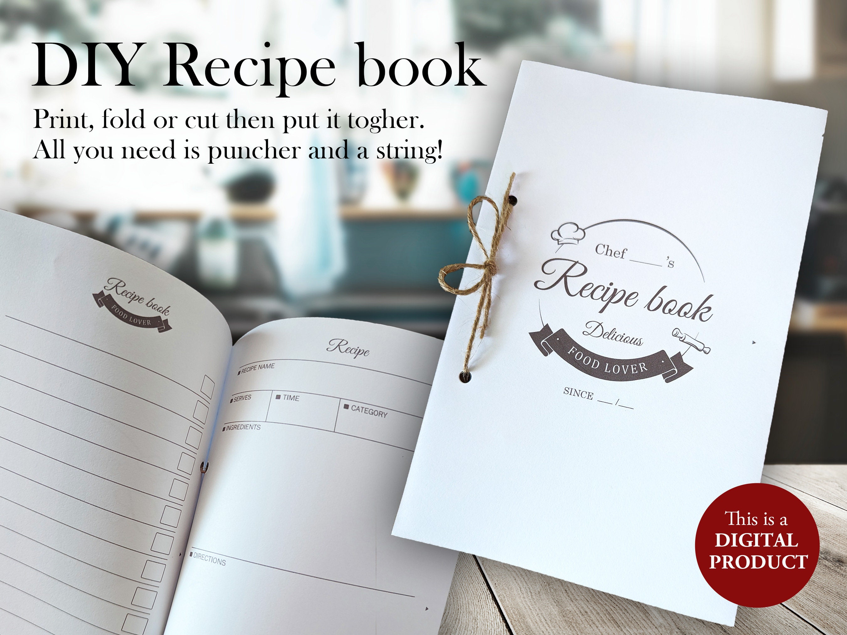 DIY Recipe Book, Recipe Book Printable, Recipe Book Template, Original Recipe  Book, Make Your Own Recipe Book, A4 Size, Letter Size, PDF 