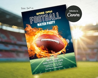 Football Watch Party Invitation: Editable Canva Template (5x7 in)