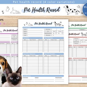 Pet Health Record Printable, Pet Care Sheet, Shots Log, Vaccination ...