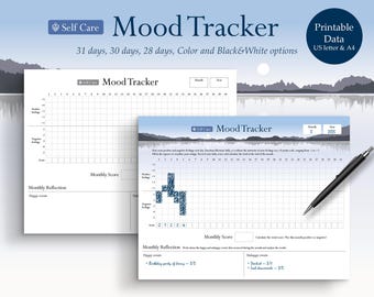 Monthly Mood Tracker Printable: Self-Care Emotion Chart (A4, Letter)