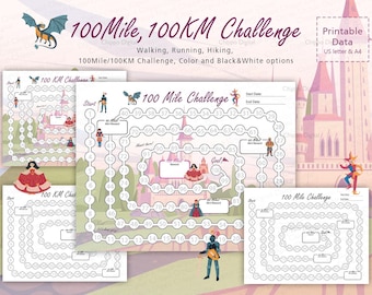 Castle Theme 100 Mile/KM Challenge Tracker (Printable PDF)