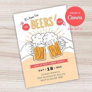 Beer Night Invitation Template: Editable Party Invite (Digital Download)