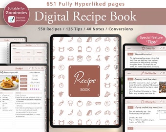 Digital Recipe Book for Goodnotes: Hyperlinked Cookbook (PDF)