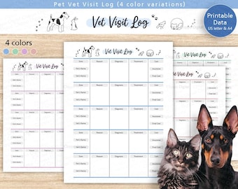 Pet Vet Visit Log: Animal Hospital Record (Printable PDF)
