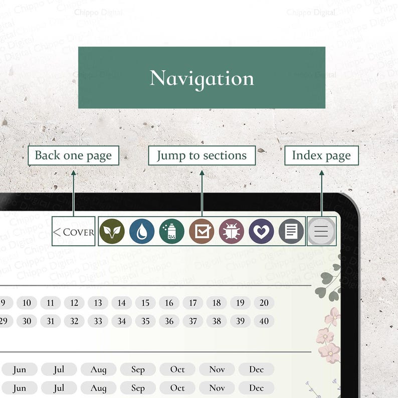 Digital Plant Care Journal for Goodnotes | 219-Page Hyperlinked Planner for 40 Plants | Green Design image 3
