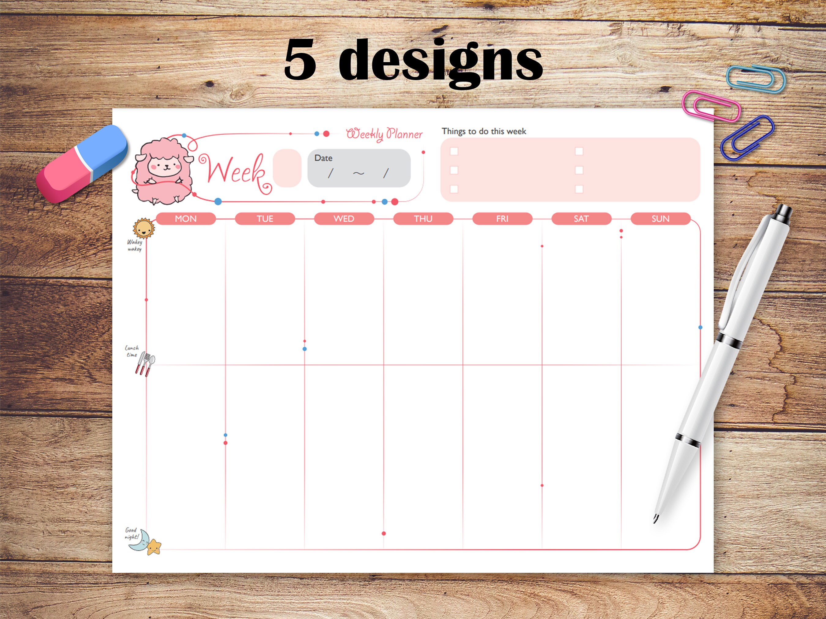 Cute Kawaii Animals Weekly Planner, to Do List (PDF) - Etsy