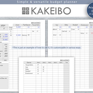 KAKEIBO Financial Tracker - Planificación presupuestaria imprimible para gastos semanales y diarios, tamaño A4/Carta Descargar PDF