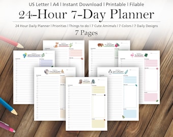 24-Hour Daily Planner: Printable To-Do List (A4/US Letter)
